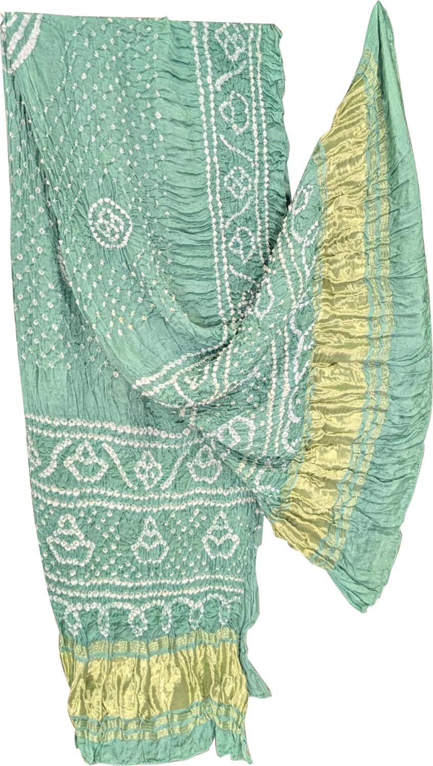 Green Bandhani Modal Silk Dupatta