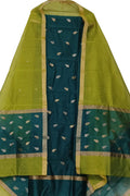 Green Chanderi Handloom Cotton Silk Two Piece Unstitched Suit Set
