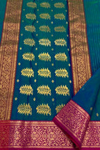 Green Chanderi Handloom Pure Katan Silk Saree