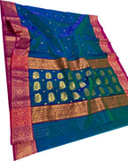 Green Chanderi Handloom Pure Katan Silk Saree