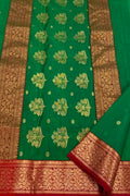 Green Chanderi Handloom Pure Katan Silk Saree