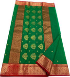 Green Chanderi Handloom Pure Katan Silk Saree
