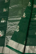 Green Chanderi Handloom Pure Katan Silk Saree