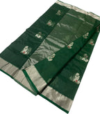 Green Chanderi Handloom Pure Katan Silk Saree