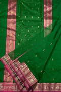 Green Chanderi Handloom Pure Katan Silk Saree