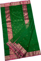 Green Chanderi Handloom Pure Katan Silk Saree