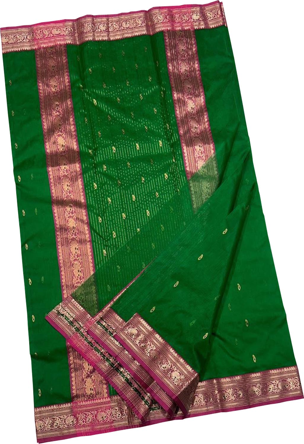 Green Chanderi Handloom Pure Katan Silk Saree
