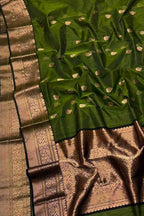 Green Chanderi Handloom Pure Katan Silk Saree