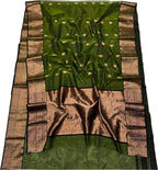Green Chanderi Handloom Pure Katan Silk Saree