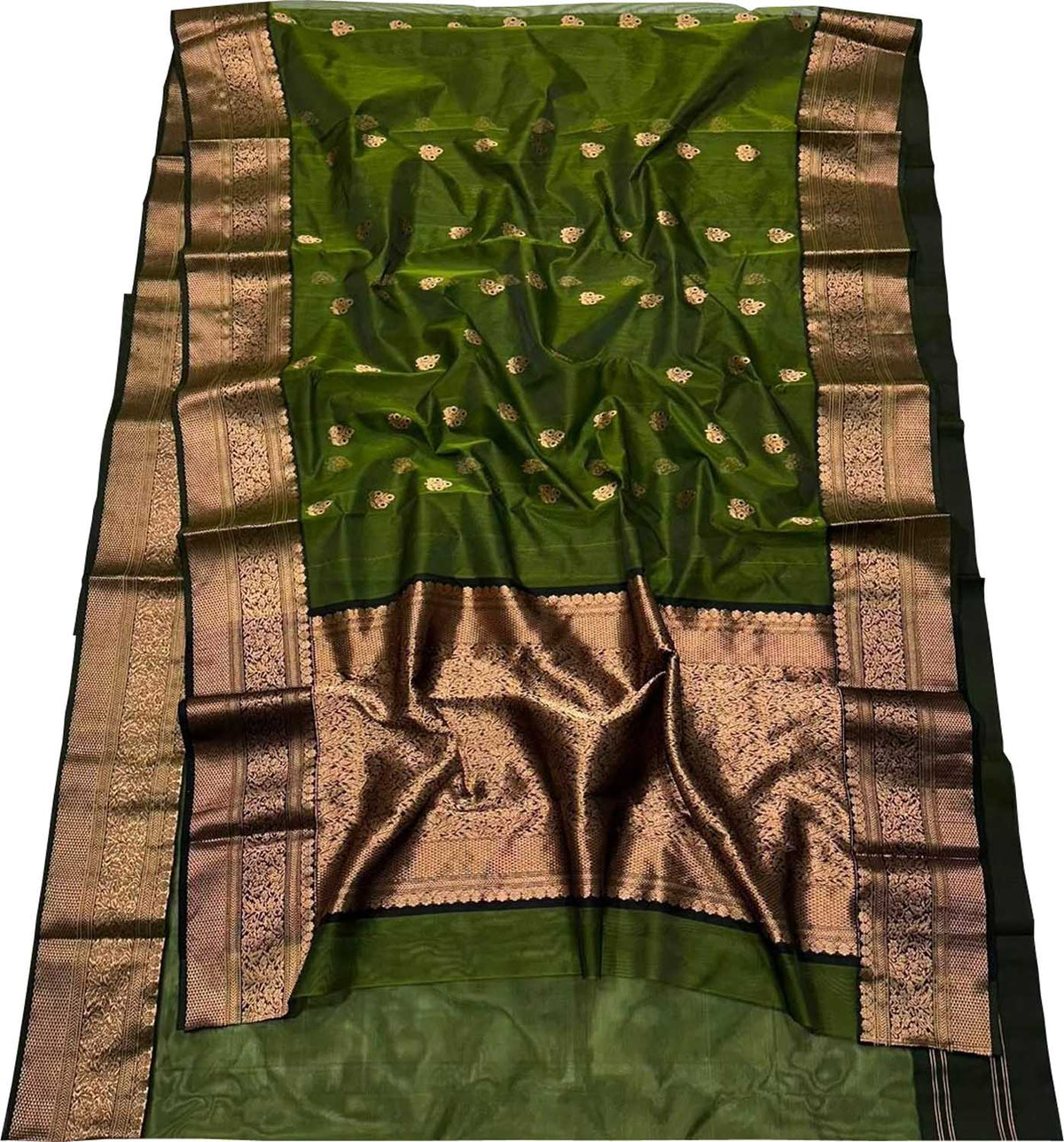 Green Chanderi Handloom Pure Katan Silk Saree