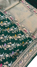 Green Handloom Banarasi Katan Silk Meenakari Figure Work Saree