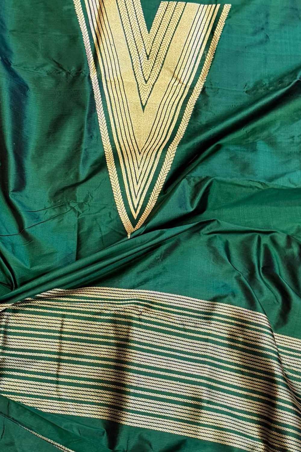 Green Banarasi Handloom Pure Katan Silk Cordset — Wedding
