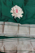 Green Banarasi Handloom Pure Katan Silk Cordset —  Festive
