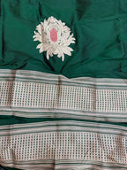 Green Banarasi Handloom Pure Katan Silk Cordset —  Festive