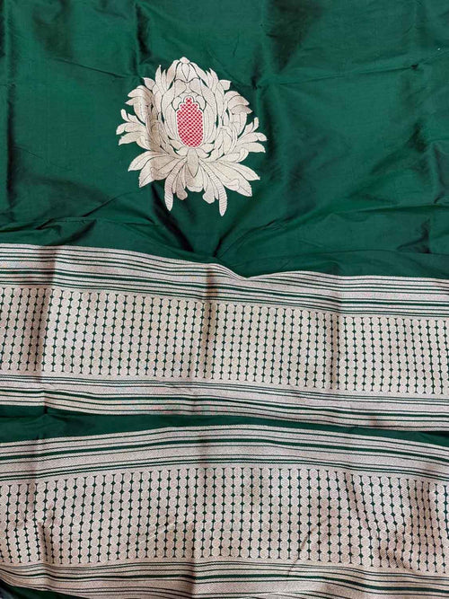 Green Handloom Banarasi Pure Katan Silk Cordset