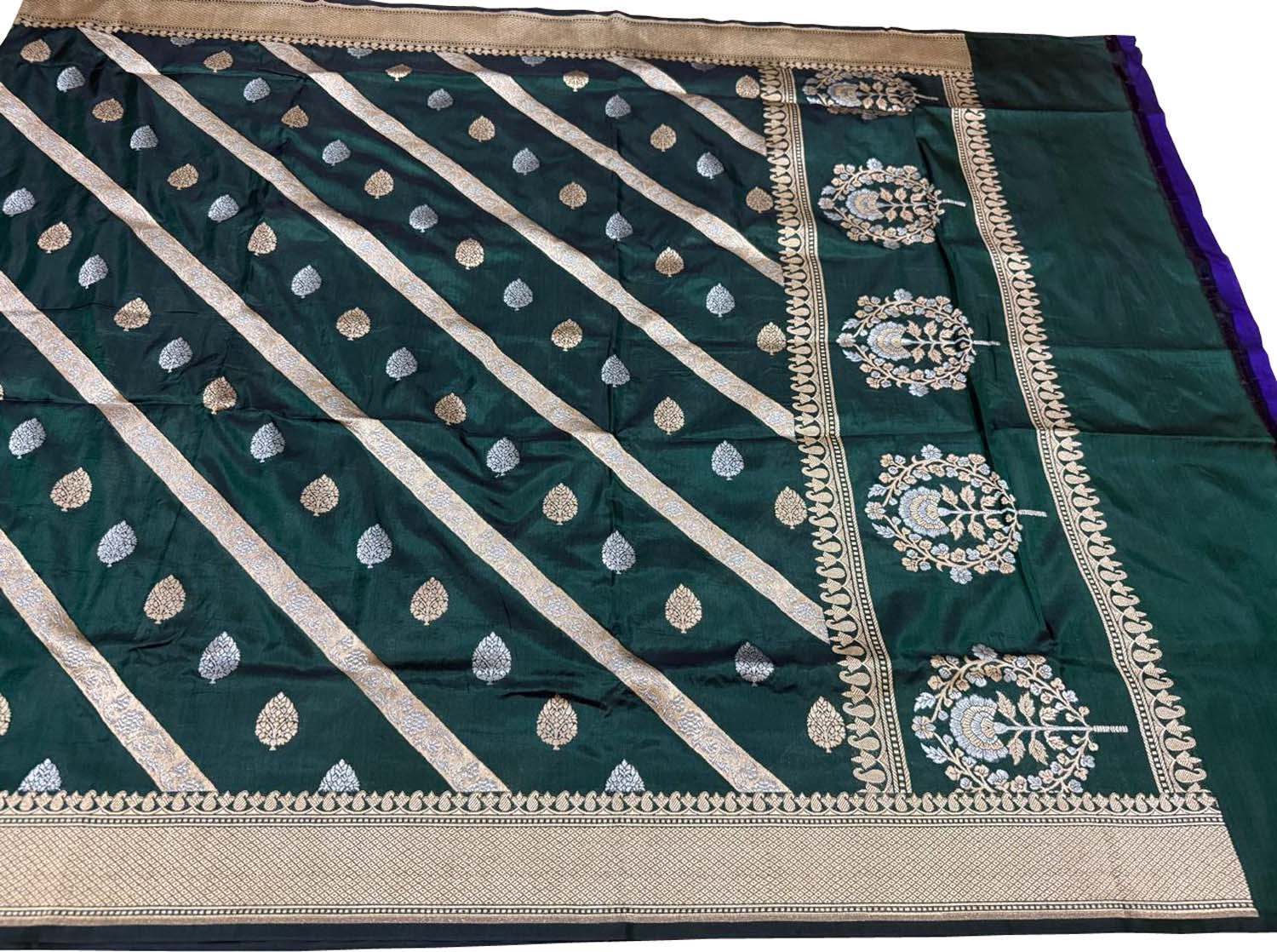 Green Banarasi Katan Silk Dupatta Handloom Woven Festive