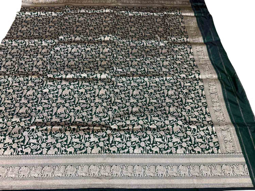 Green Handloom Banarasi Pure Katan Silk Dupatta
