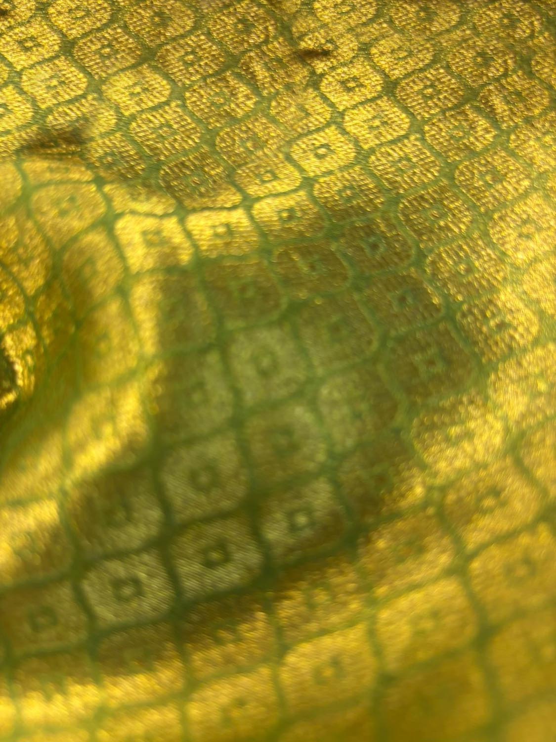 Green Handloom Banarasi Tissue Kora Silk Brocade Fabric ( 1 Mtr )