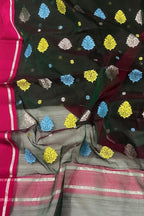 Green Handloom Chanderi Cotton Silk Saree
