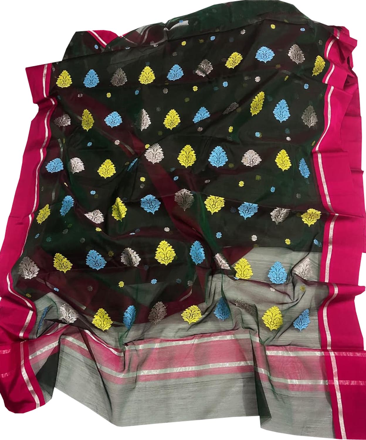 Green Handloom Chanderi Cotton Silk Saree