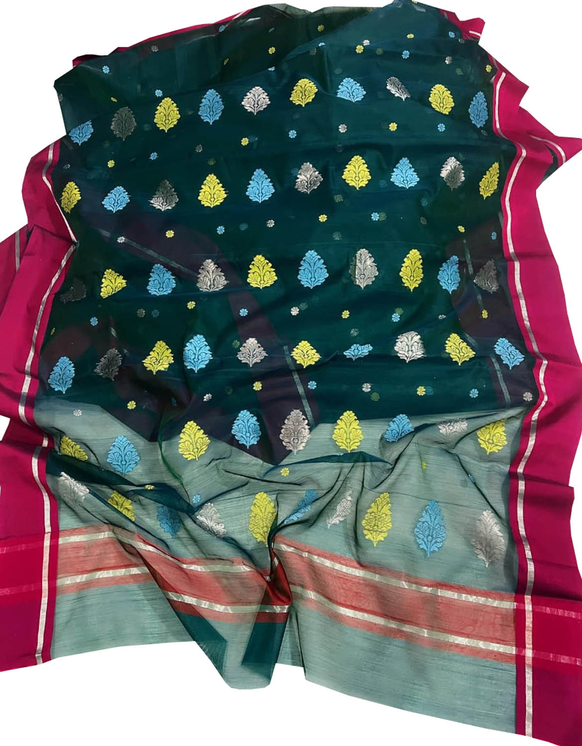 Green Handloom Chanderi Cotton Silk Saree