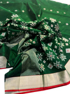 Green Handloom Chanderi Cotton Silk Saree