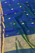 Green Blue Chanderi Pure Katan Silk Saree Wedding