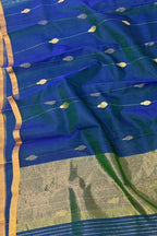 Green Blue Chanderi Pure Katan Silk Saree Wedding
