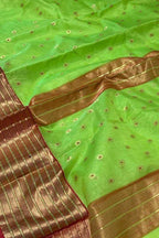Green Chanderi Pure Katan Silk Saree Festive