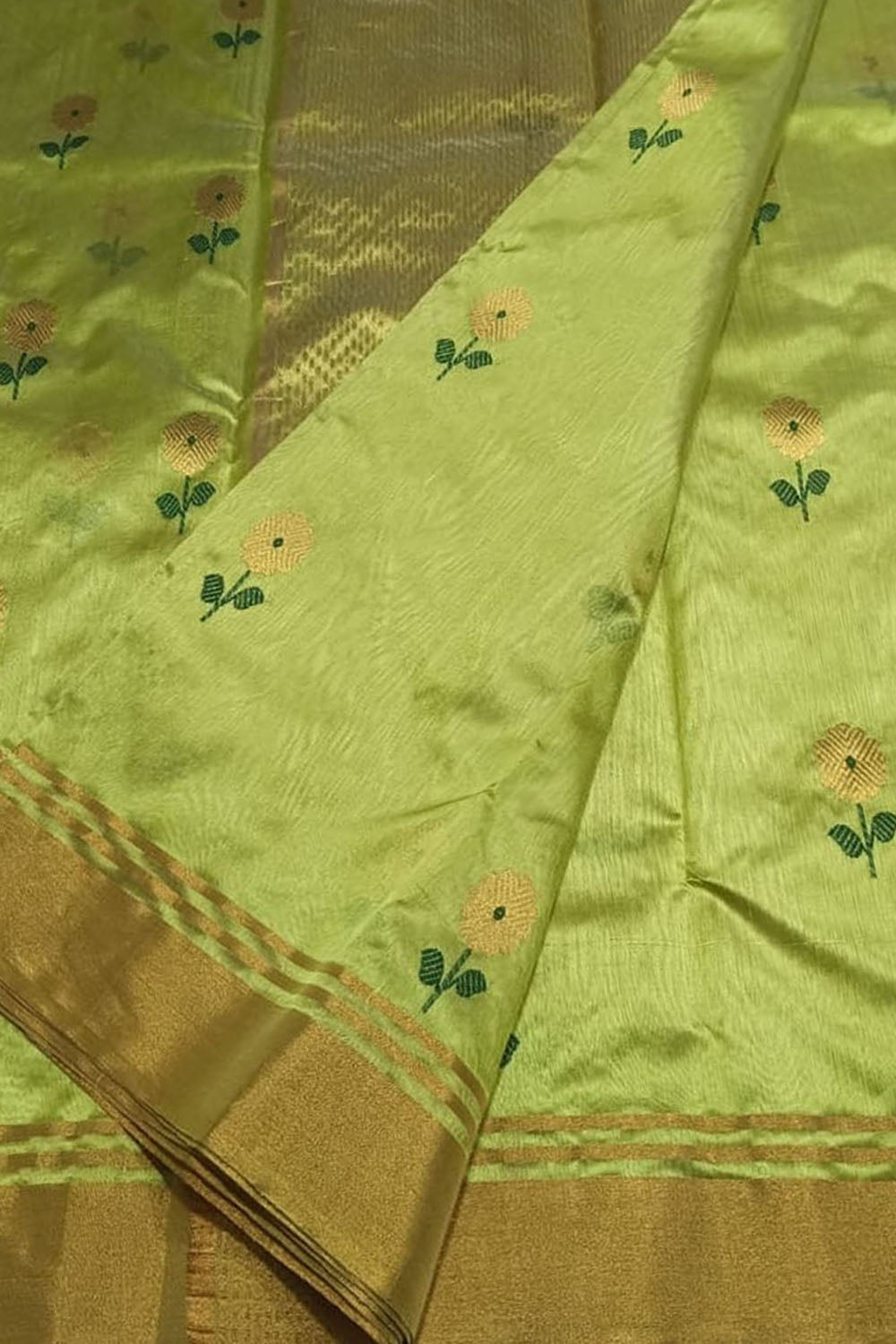 Green Handloom Chanderi Pure Silk Saree