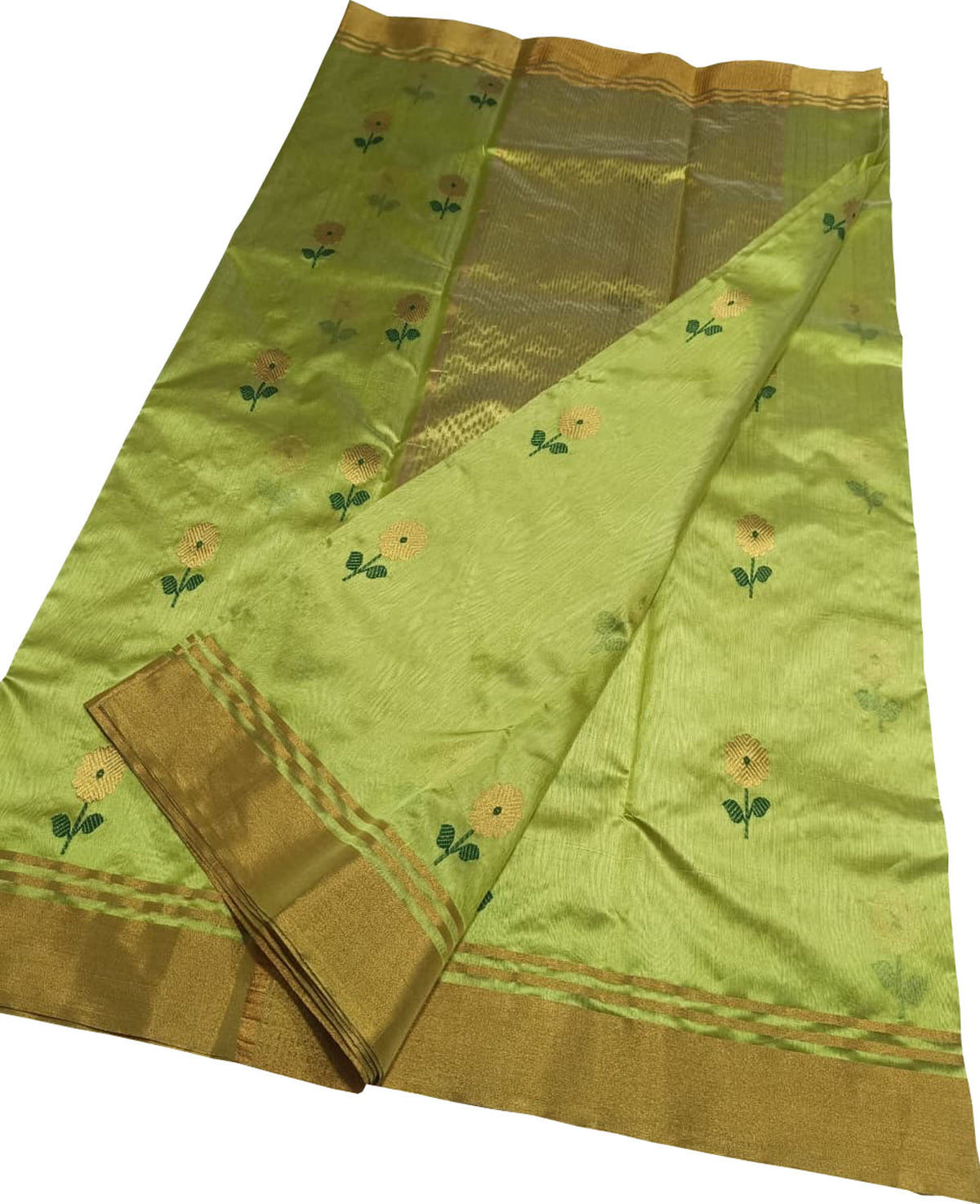 Green Handloom Chanderi Pure Silk Saree