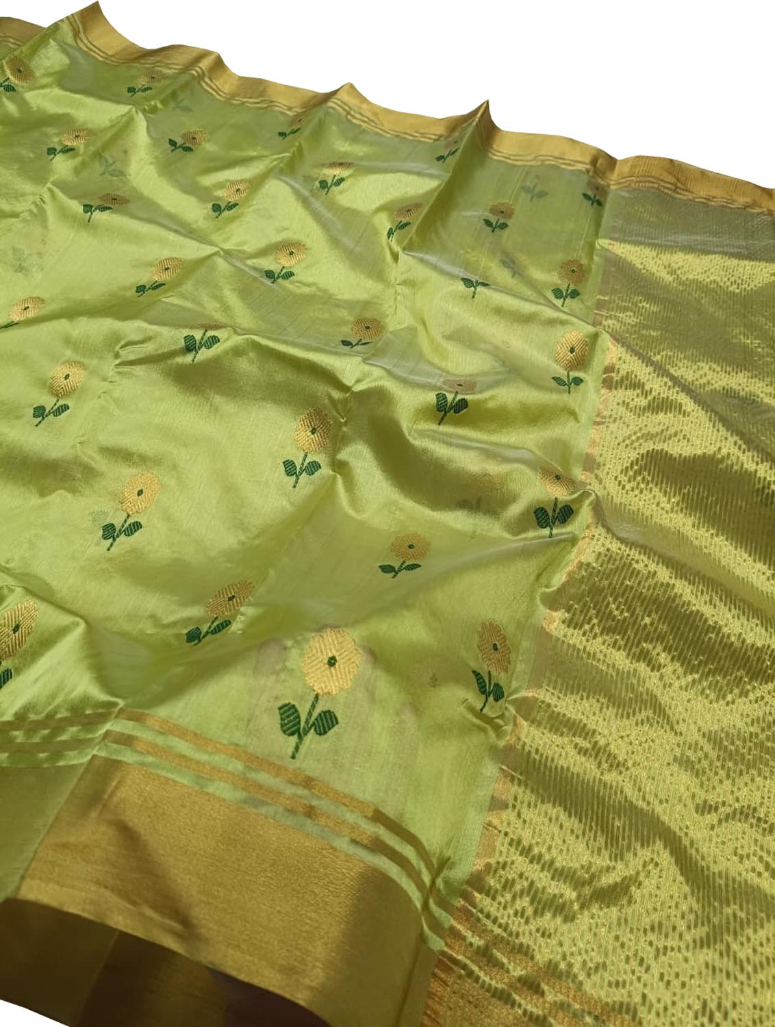 Green Handloom Chanderi Pure Silk Saree