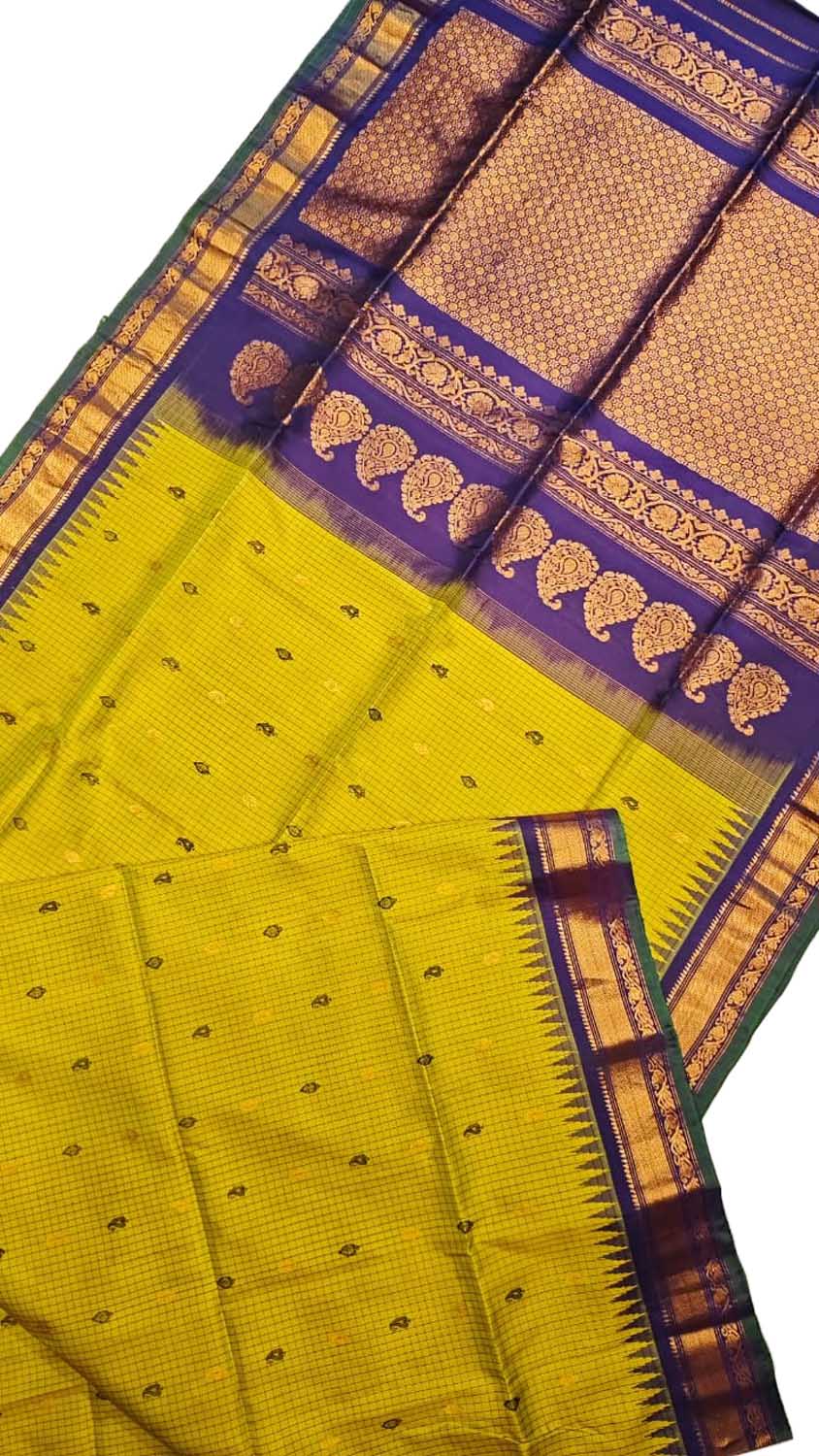 Green Handloom Gadwal Pure Silk Saree