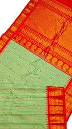 Green Handloom Gadwal Pure Silk Saree