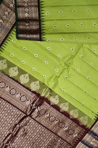 Green Gadwal Pure Silk Saree Handloom Woven Wedding