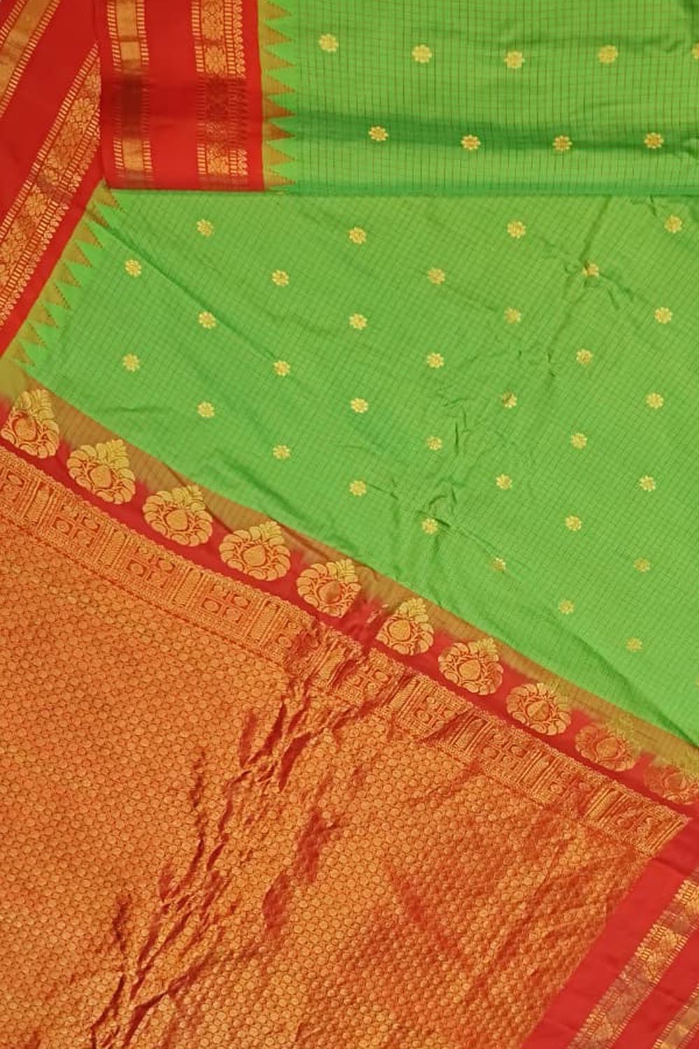 Green Gadwal Pure Silk Saree Handloom Woven Festive