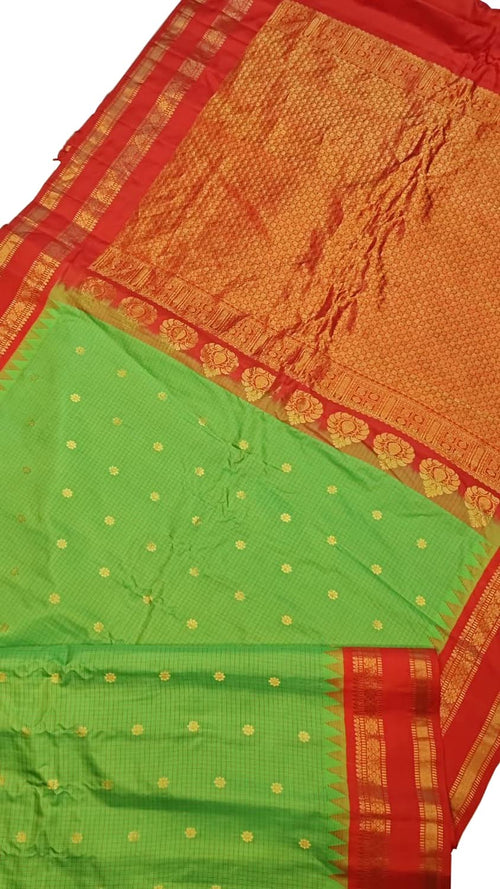 Green Gadwal Pure Silk Saree Handloom Woven Festive