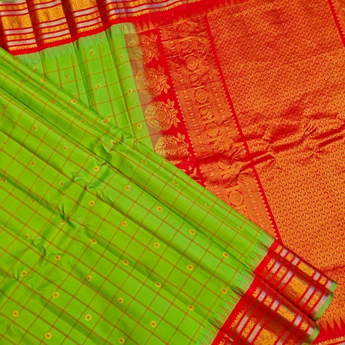 Green Gadwal Pure Silk Saree Handloom Woven Traditional