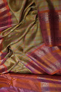 Green Handloom Gadwal Pure Silk Saree
