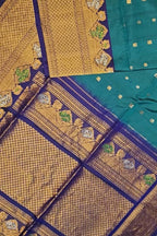 Green Handloom Gadwal Pure Silk Saree