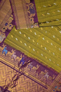 Green Handloom Gadwal Pure Silk Saree