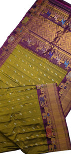 Green Handloom Gadwal Pure Silk Saree