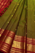 Green Handloom Kanjeevaram Pure Silk Saree — Handwoven, Temple & Wedding Wear