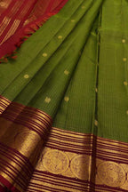 Green Handloom Kanjeevaram Pure Silk Saree — Handwoven, Bridal & Festive