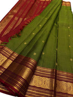 Green Handloom Kanjeevaram Pure Silk Saree — Handwoven, Bridal & Festive