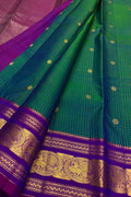 Green Handloom Kanjeevaram Pure Silk Saree — Handwoven, Festive & Heirloom