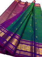 Green Handloom Kanjeevaram Pure Silk Saree — Handwoven, Festive & Heirloom