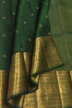 Green Kanjeevaram Pure Silk Saree — Lotus Butta Zari, Reception