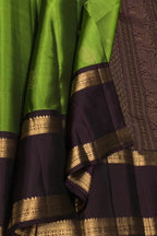 Green Handloom Kanjeevaram Pure Silk Saree — Parrot & Mango Zari, Wedding