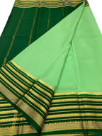 Green Mysore Pure Crepe Silk Saree Handloom Weave Celebration